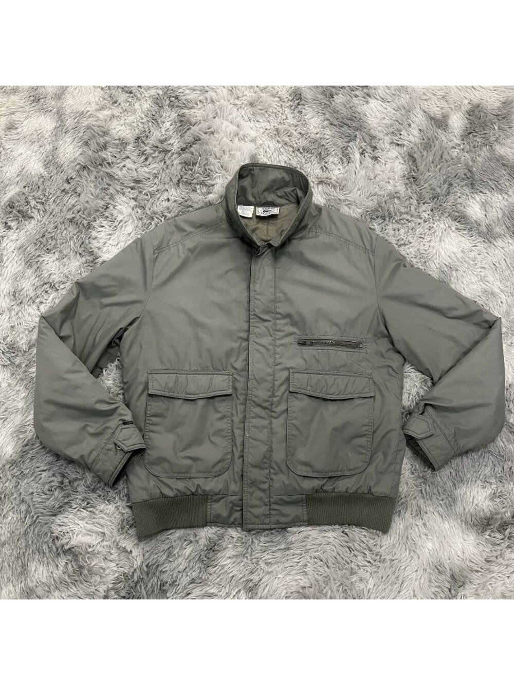 Vintage Lacoste Izod Bomber Jacket Gray Size L Chest 24”
